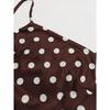 Women Brown Polka Dot Backless Spaghetti Strap A Line Maxi Vacation Dress