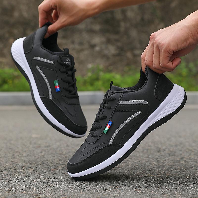 Thin Breathable Men Sneakers PU Leather Climbing Footwear Male Outdoor Light Soft Rubber Sole Jogging Trekking Walking Sneakers