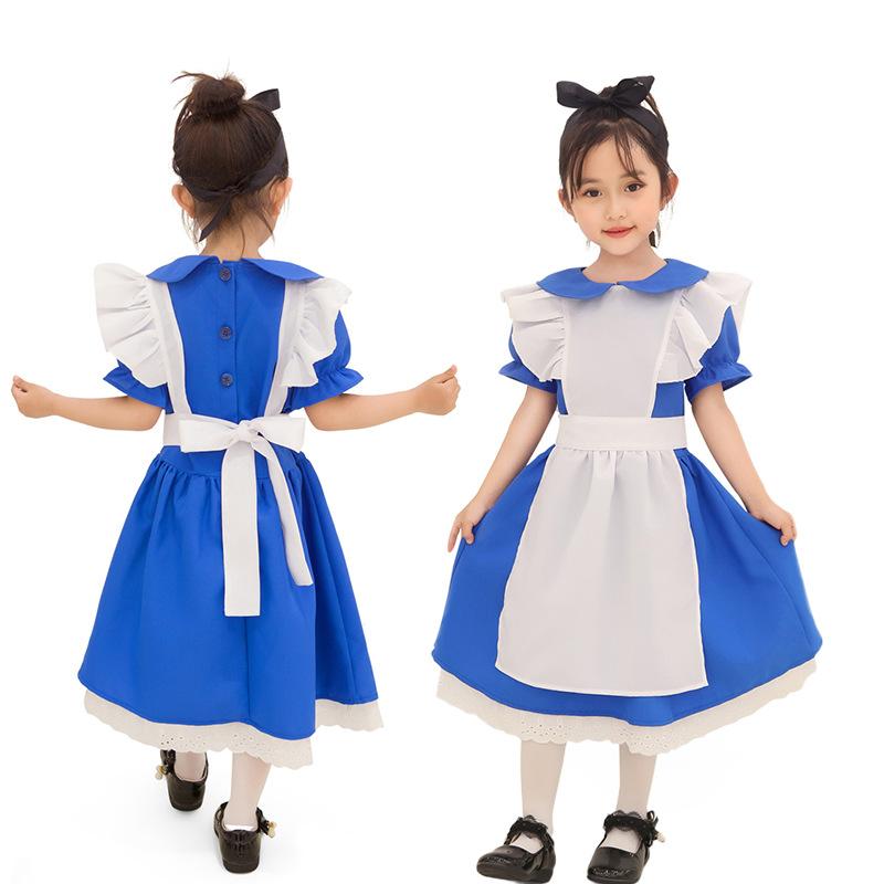Alice in Wonderland Maid Dress Alice Dark Blue Dress Children's Adult Performance Dress