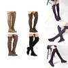 Luxurious Womens Lace Up Low Heel Thigh High Over The Knee Stretch Riding Boots Shoes
