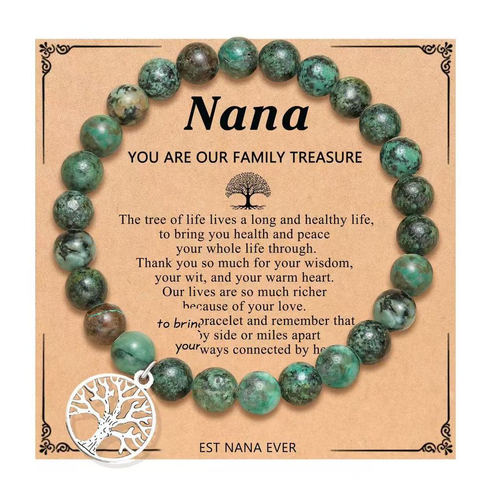 Purple Agate & African Turquoise Lapis Lazuli Tree of Life Beaded Bracelet - Christmas Gift