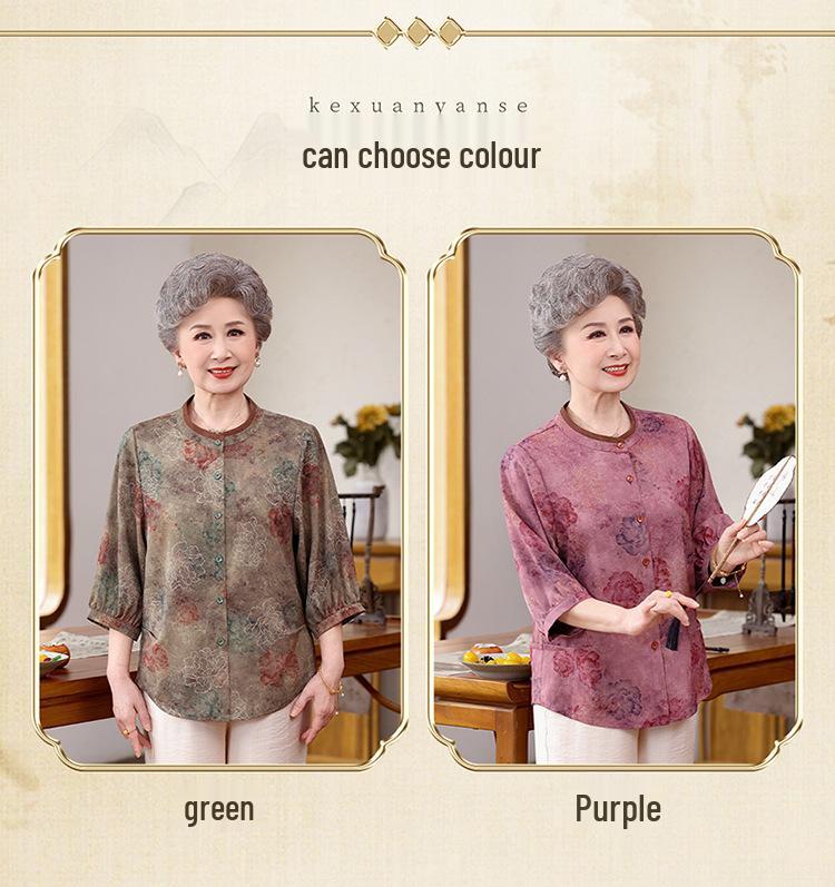 Grandma's Seven-Sleeve Spring Summer Fashion Shirt for Women Aged 70-80