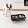 Nostalgie Elevated Cat Bowl, Dual 13.53oz Stainless Steel Bowls, Non Spill Bowl with Raised Stand, Pet Food And Water Set for Indoor Cats