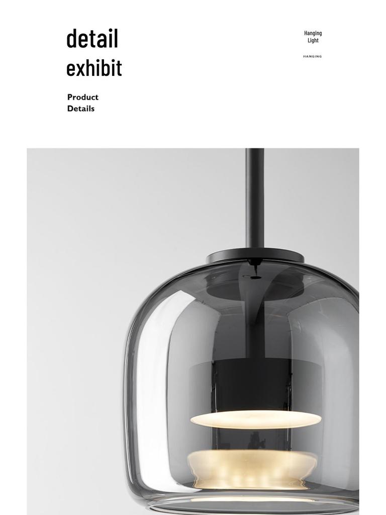 Nordic Postmodern Minimalist Glass Chandelier - Grey Designer Light for Restaurant, Bar, or Bedroom