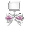 New Sweet Pink Zircon Heart Bows Cherry Moon Star DIY Making Bracelet Women Men Stainless Steel 9mm Italian Charm Links Fit