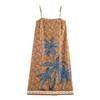 2026 European Spring Women's Spaghetti Strap Dress with Beaded Coconut Tree Print