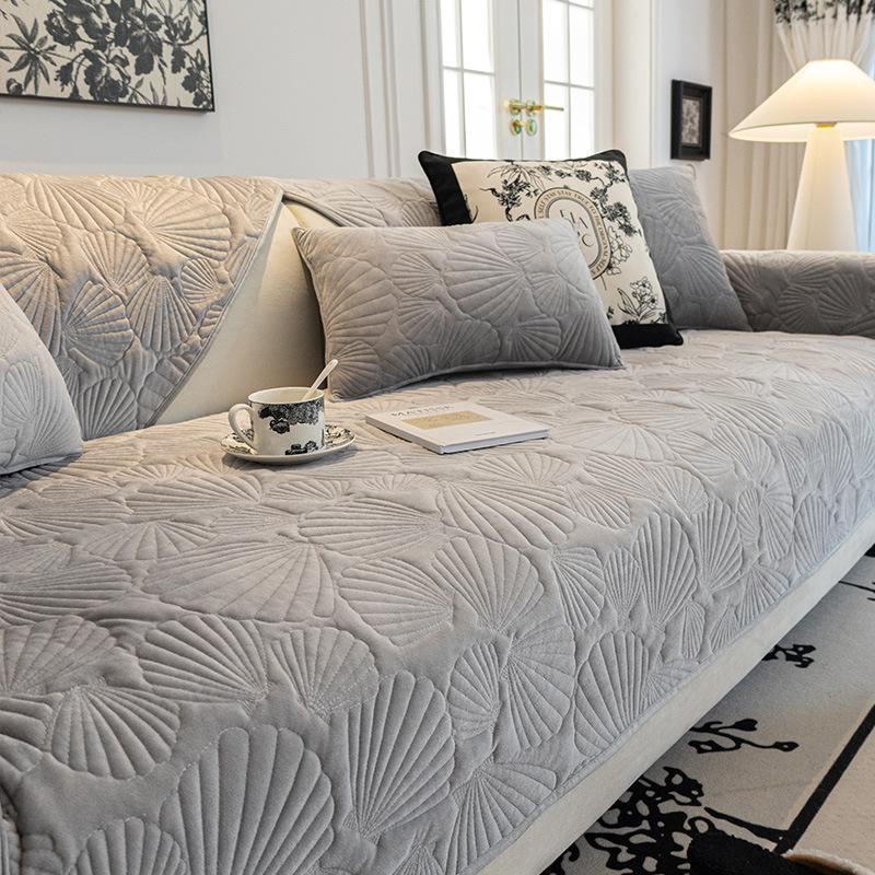 Cojín de sofá de otoño e invierno, cojines de asiento antideslizantes de alta gama, funda de sofá de vellón grueso, funda de tela