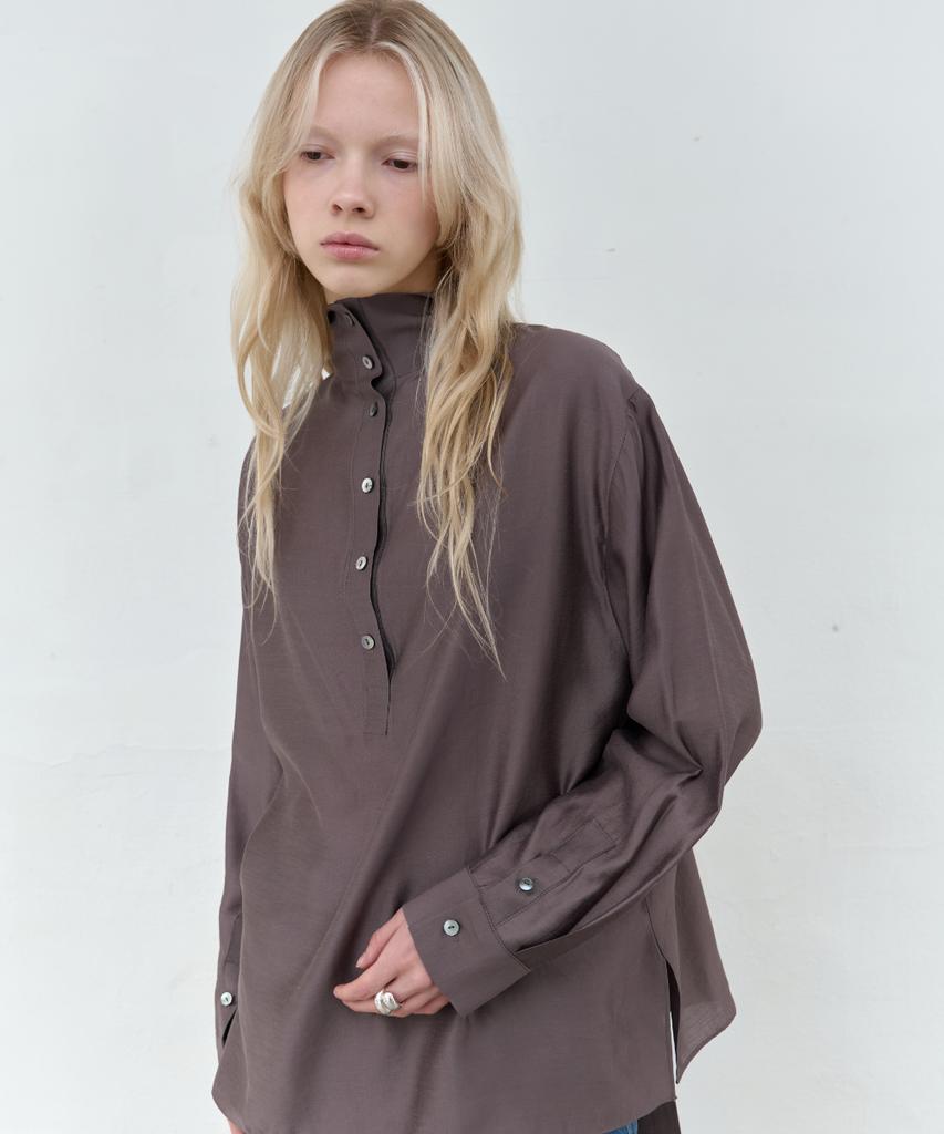 Seolan Soft Tie Blouse_Brown