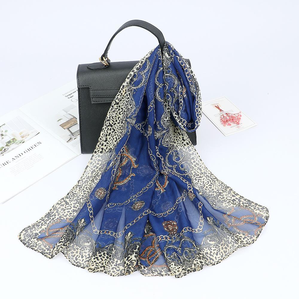 New Fashion Summer Women Leopard Beach Scarf Chiffon Silk Shawls Headband Female Headband Wraps Sunscreen Hijab