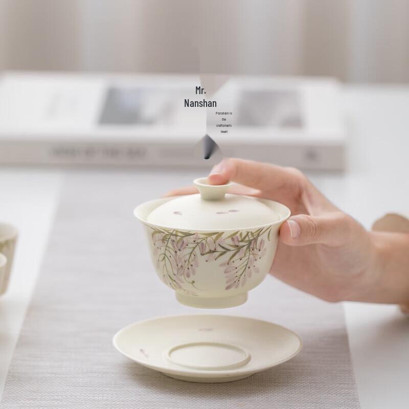 Hand-painted Ceramic Sancai Gaiwan Tea Bowl