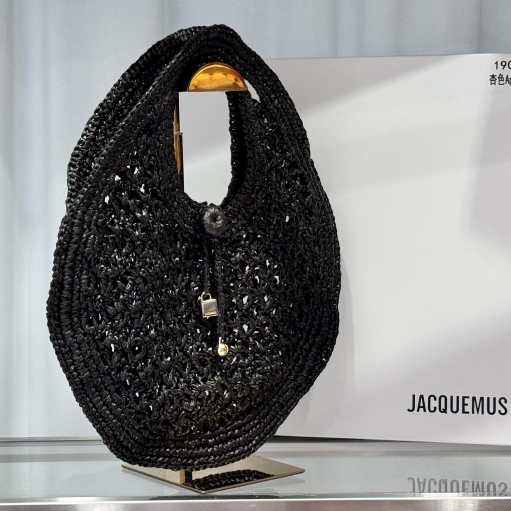 2025 New French Jacquemus Retro Hollow Lafite Grass Woven Bag Vacation Style Handbag Women