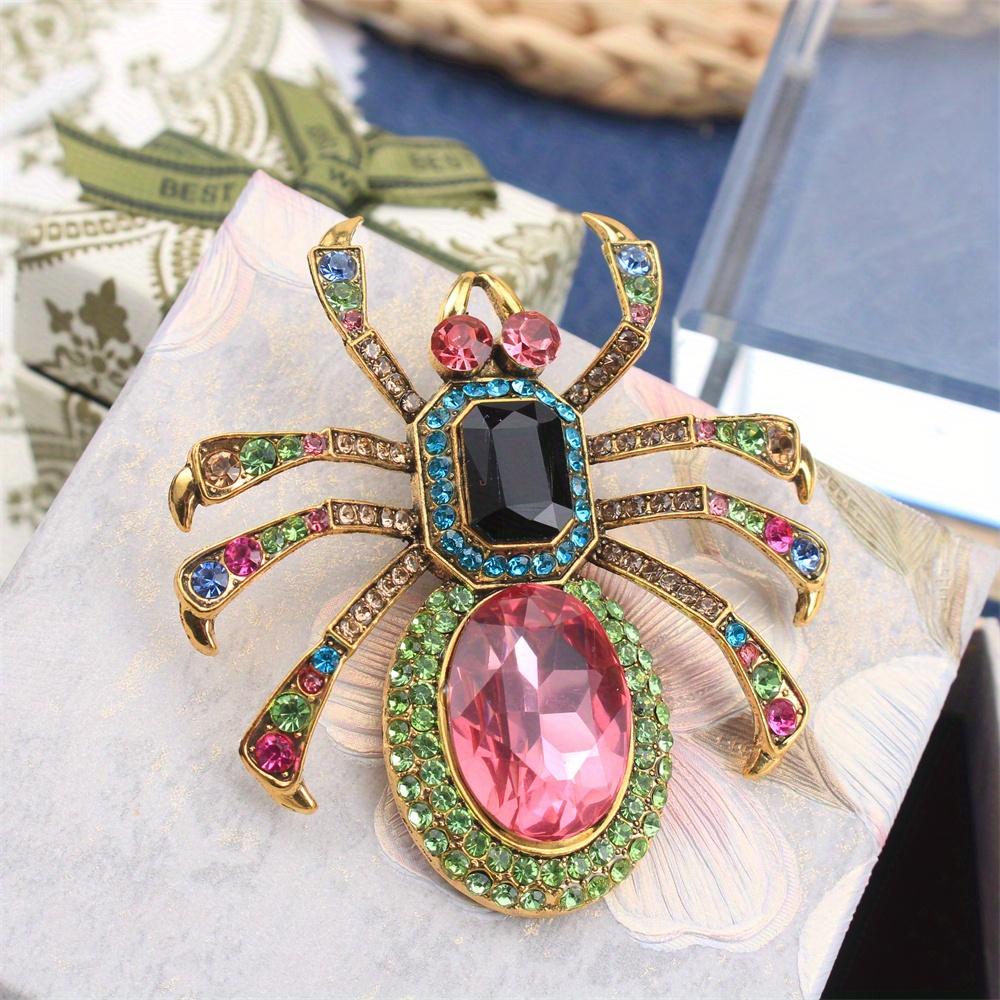 1 Piece Inlaid Rhinestone Sparkling Spider Design Ladies Brooch, Elegant and Beautiful, Decorate Coat, Suitable for Couple Gift