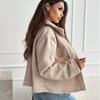 Autumn Winter Turn Down Collar Plus Size Women's Jacket Long Sleeve Fashion Casual Woolen Coats Women Elegant Vintage Solid Loose Short Jackets 24999
