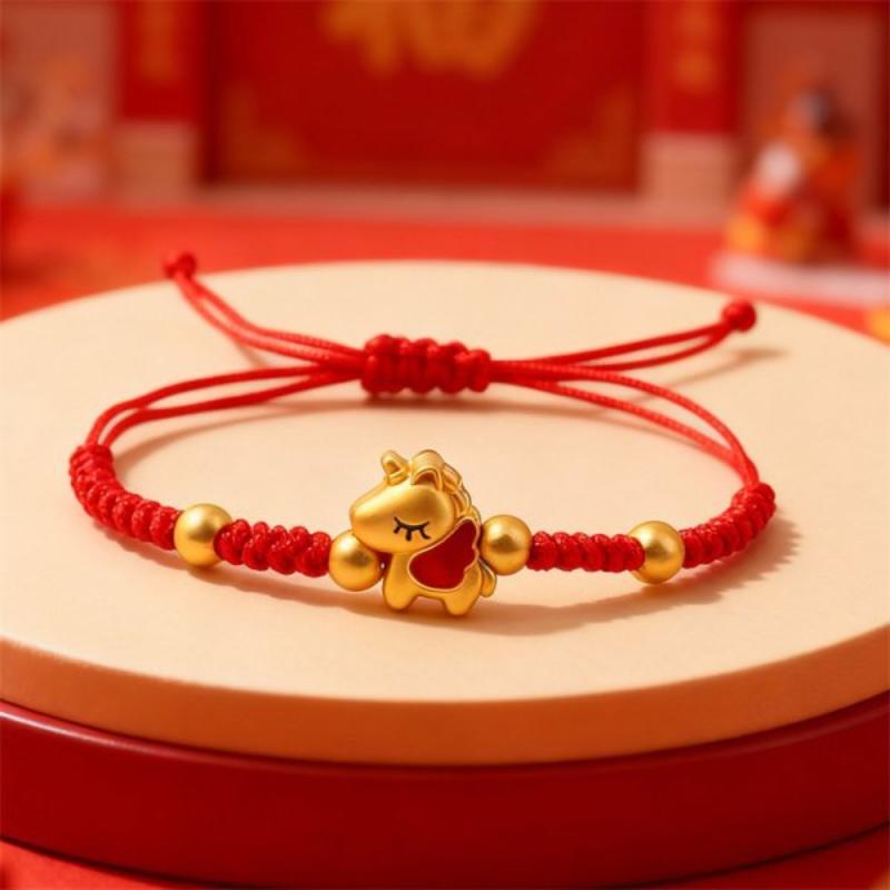 Weaving Red Rope Lucky Bracelet For Year Of The Horse Braided Rope Bracelet Beads Bracelet Jewelry Accessories  Year Gifts