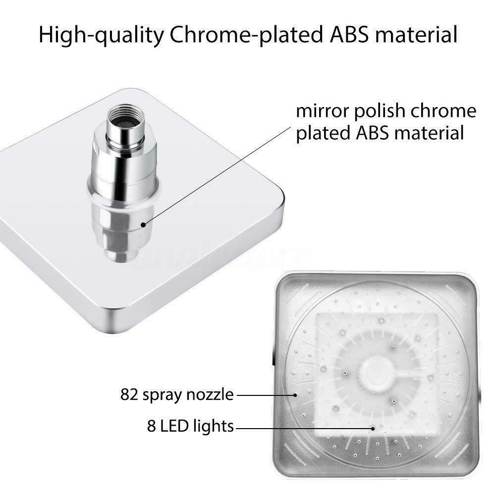 Automaticky měnící se 7 barev Koupelnové LED světlo Čtvercová sprchová sprchová hlavice