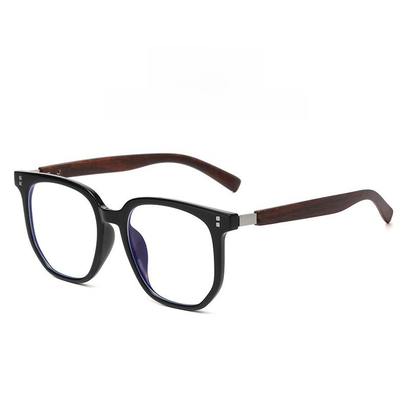 Tr Retro Woodgrain Blue Light Blocking Glasses With Clear Frame For Stylish Office Wear