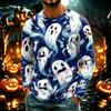 Men's Casual Halloween Print Neck Long Sleeve T-Shirt Lightweight for Daily Wear