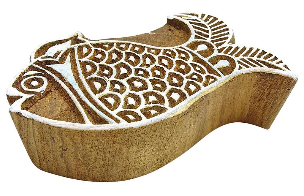 Knitwit Fischstempel Holzstempel Indischer handgeschnitzter Druckblock Textil