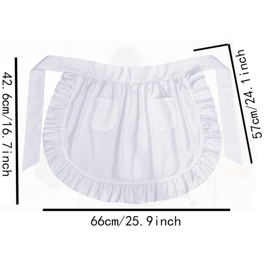 Women Waist Apron Fashion Multiuse with Ruffled Edges for Kitchen Coffee Shop