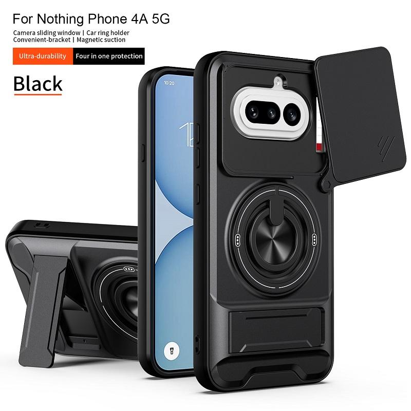 

Slide Camera Cover Compatible for Nothing Phone 4a Case With Built-in Ring Stand and Folding Stand for Nothing Phone (4a) чёрный
