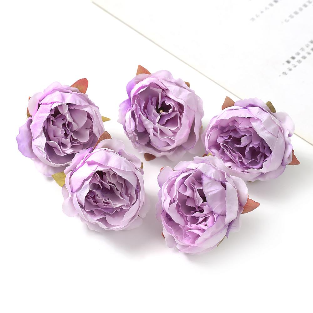 5/10Pcs Peony Artificial Flowers 4.5cm Silk Fake Flower for Home Room Decor Garden Wedding Decoration Bride DIY Wreath Accessory