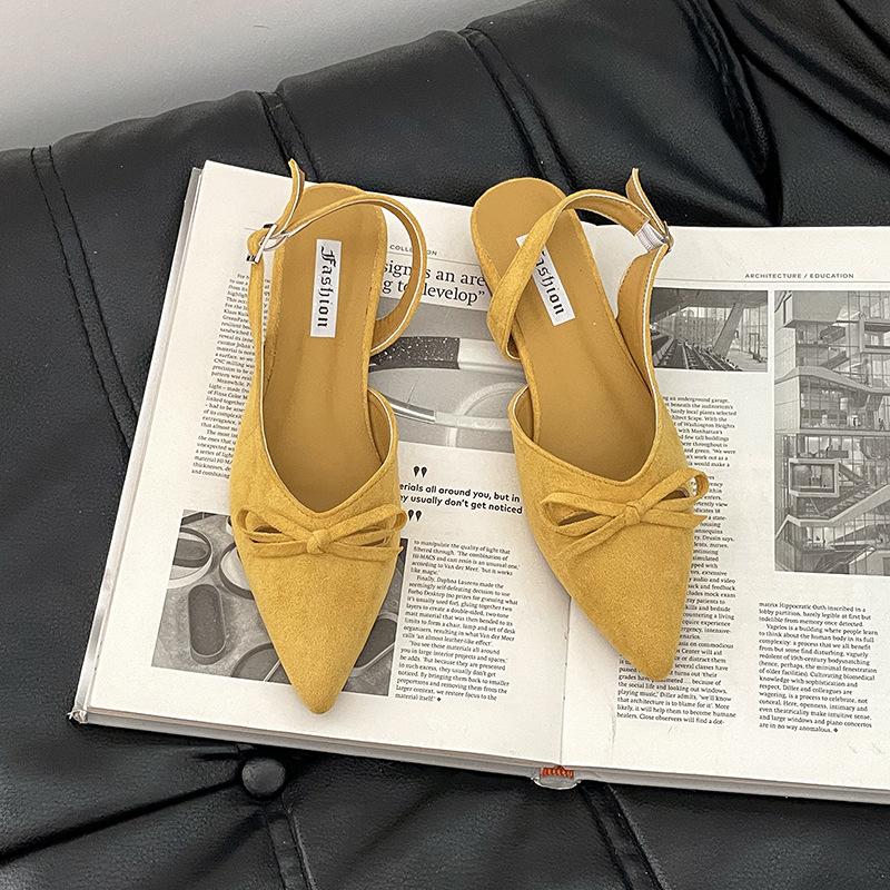 French retro exquisite pointed bow bag head sandals women's 2025 summer new temperament versatile outer wear single shoes