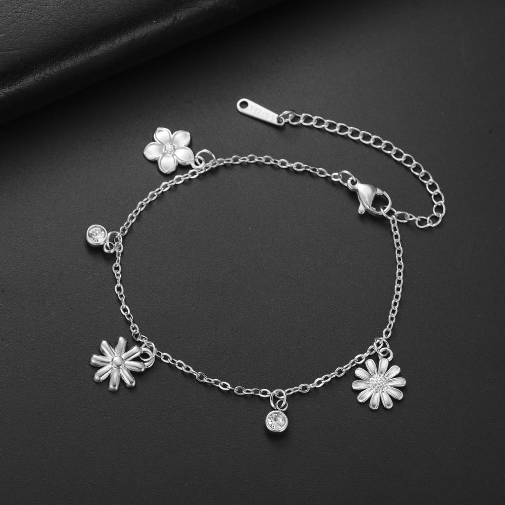 Teamer Chrysanthemum Peach Blossom Pendant Bracelets Stainless Steel Gold Color For Women Girls Flower Jewelry Gift 2026 New