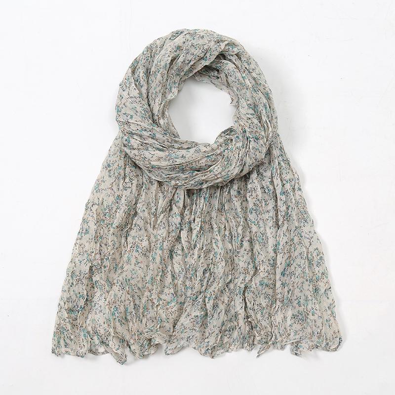 Wrinkle Floral Printed Hijab Scarf For Woman Muslim Hijabs Shawls Lafy Elegant Wrap Soft Muffler Islam Turban Female Scarves