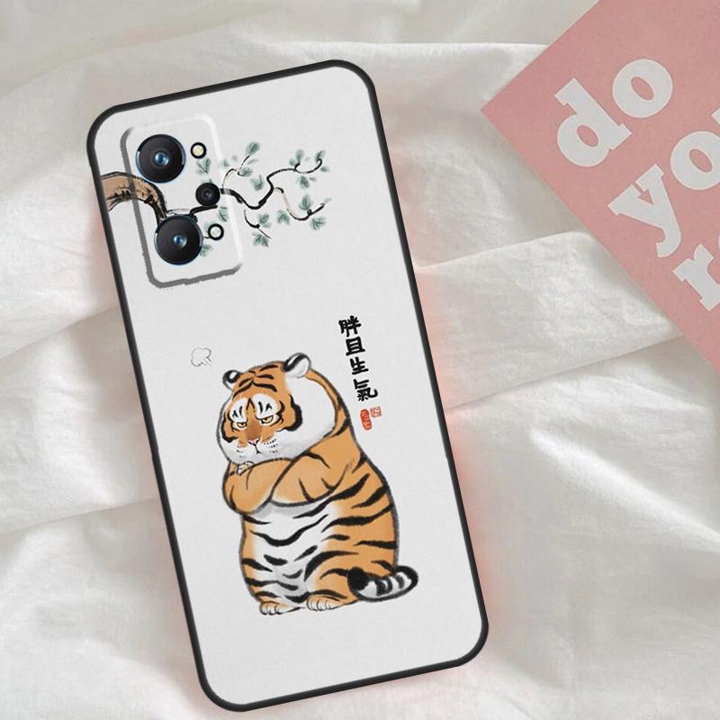 Cartoon Fat Tiger Case For Realme GT7 Pro GT6 C75 C65 C67 C61 C53 C55 C51 C35 C63 C71 15 11 12 13 14 Pro Plus
