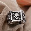 Exaggerated Retro Skull Square Design Thai Silver Men Party Ring Wholesale  Gifts No Fade Cheap