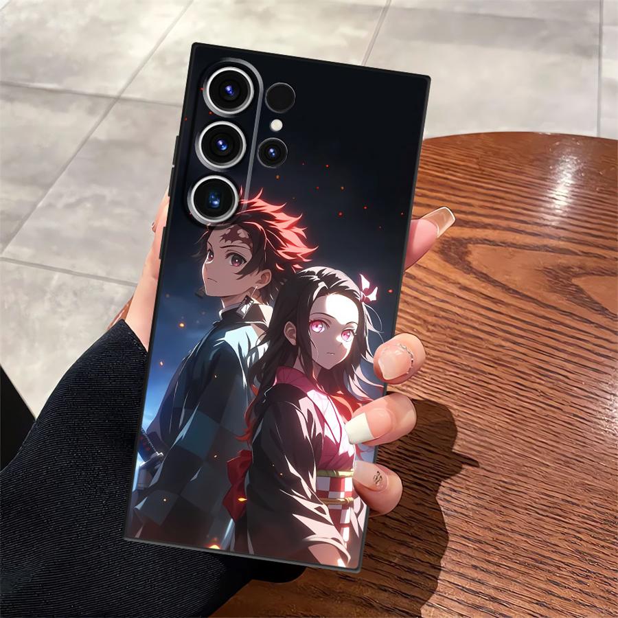 Case for Samsung Galaxy S25 Edge S23 Ultra S24 Plus S21 FE S20 Black Soft Phone Cover Anime D-Demon S-Slayer