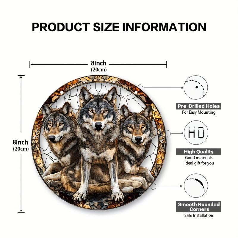 Wolf King Series Acrylic Catcher 8 "(20cm)Stained Glass Style Window Hanging, Outdoor and Interior Wall  Suitable for Living Room Bedroom Porch Garden