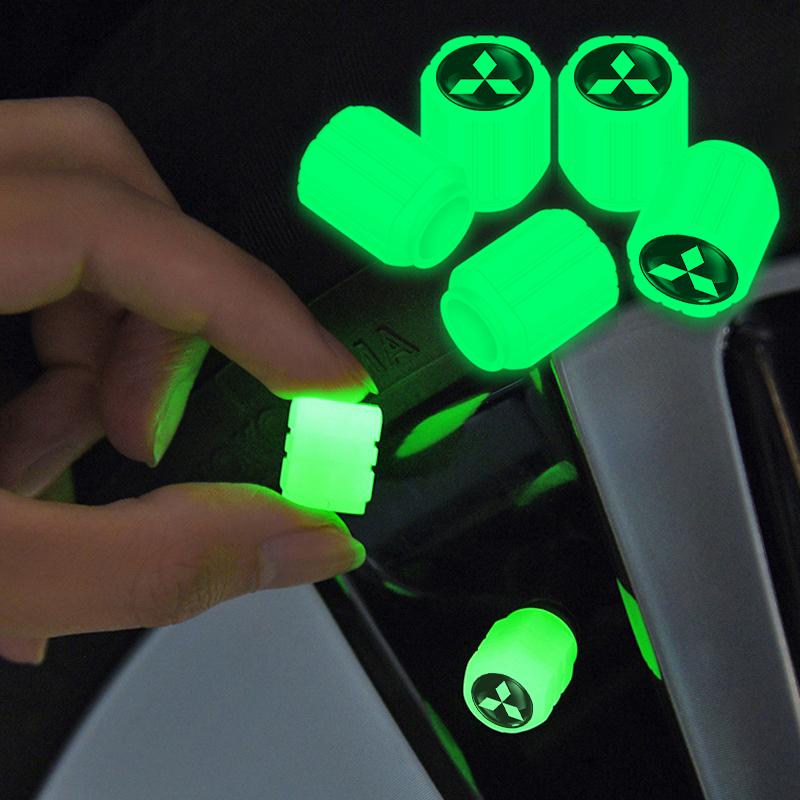 4PCS Luminous Car Tire Valve Cap Fluorescent Night Glowing Decor For Mitsubishi Mirage G4 DV5
