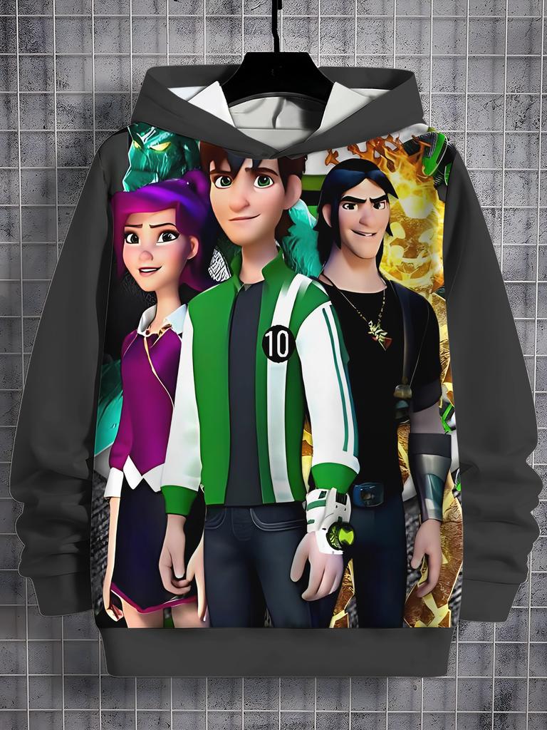 Felpa Casual per Bambini Stampa 3D Ben 10 Tutte le Stagioni Felpa Cool Pullover Top Abbigliamento Unisex Bambino Bambina Felpe