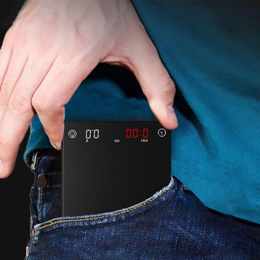 Digital Display Mini Smart Kitchen Scale Rechargeable Timer Function Espresso Scale 0.1g Accuracy 2kg Capacity Baking Scale
