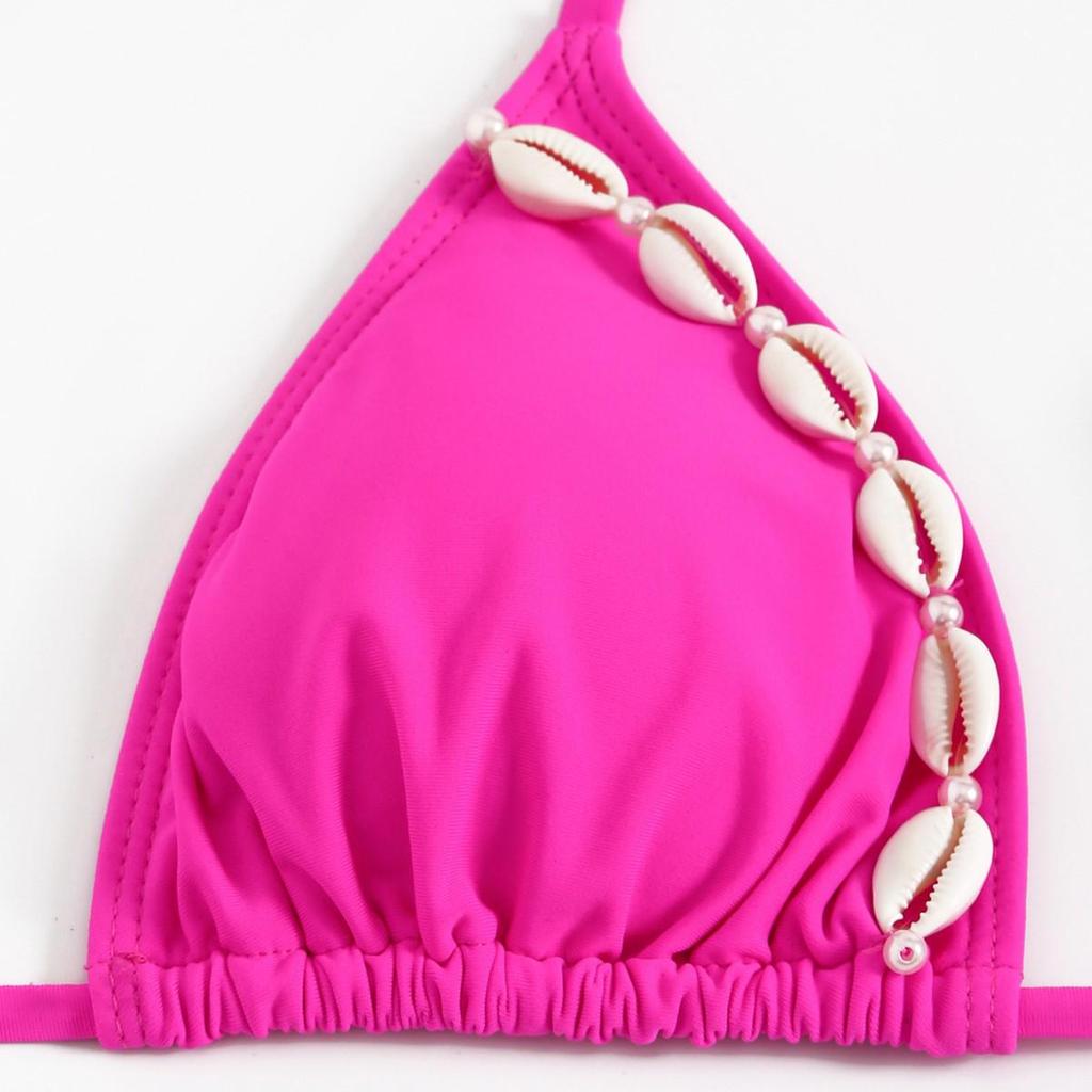 2025 Sexy Split Bikini: Solid Color Tie-Up Swimsuit for Women – European and American Style Holiday Wear