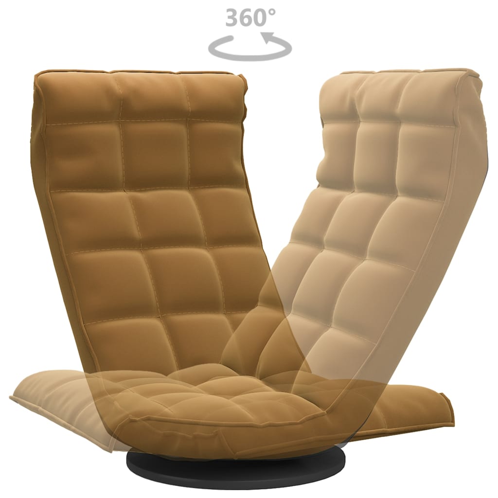 Floor Chair Swivel Brown Velvet