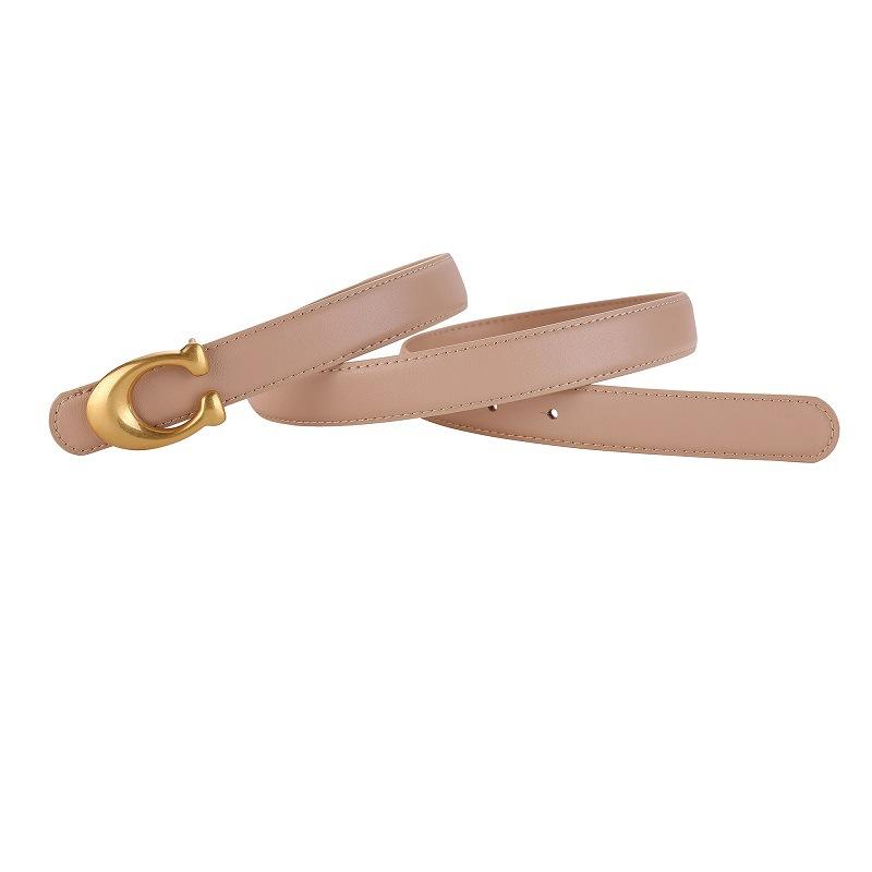 Fashion Designer Women's Belt 2.3CM Genuine Leather Belt Alphabet Gold Buckle Ultra Thin Belt For All Occasions