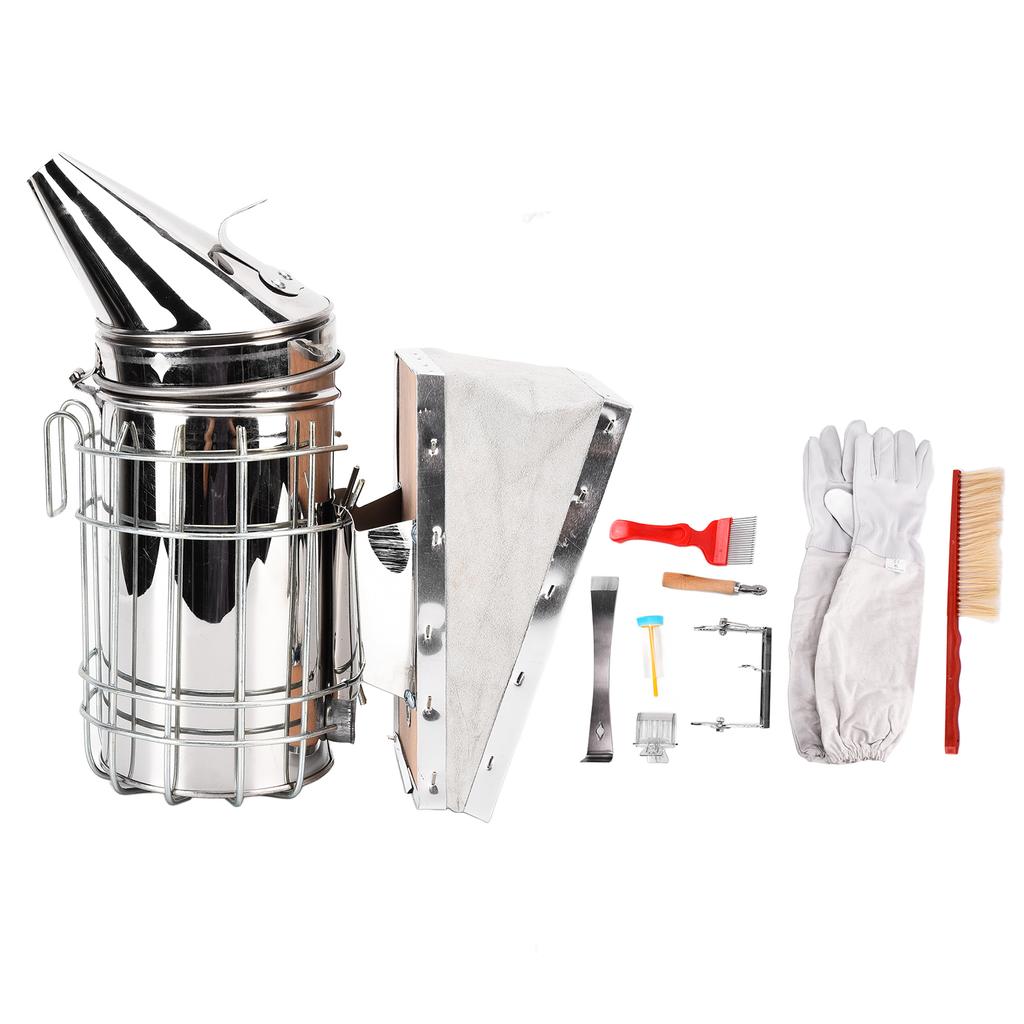 Beekeeping Starters Kit Beehive Smoker Wire Embedder Scraper Bee Brush Supplies Tools for Beekeepers