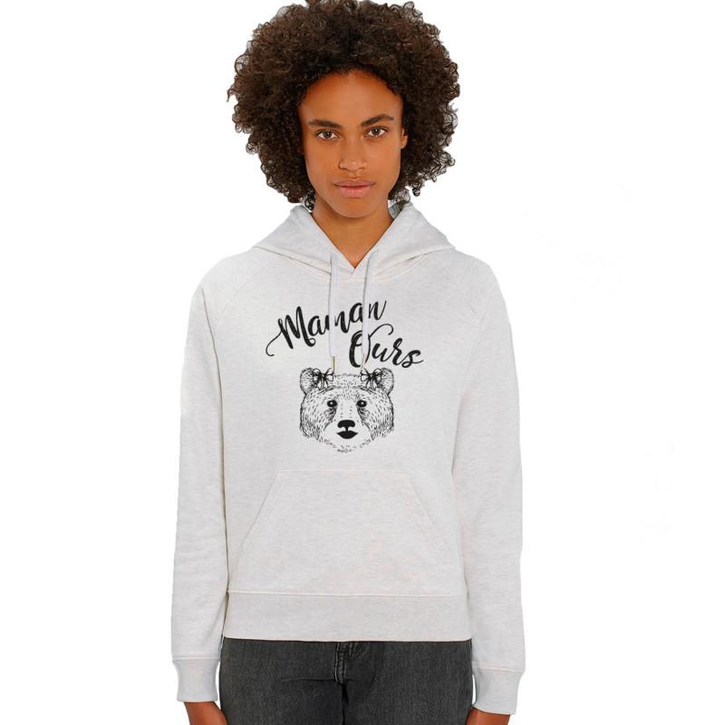 Moletom com capuz feminino - MOMMA BEAR XS branco sujo