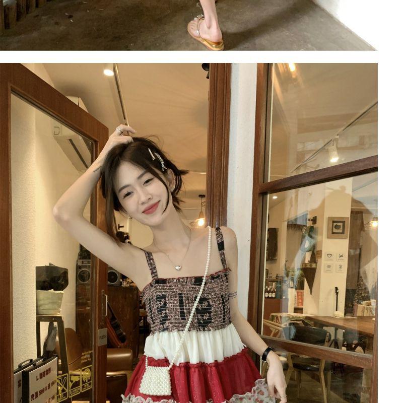 2026 Retro Floral Chiffon Sling Dress for Petite Women