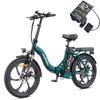 HillMiles MilePort 1 Folding Electric Bike, 20" Fat Tire E-Bike, 36V 13Ah Battery, 250W (Peak 350W) Motor, 7-Speed, 100KM Range, City/Commuter