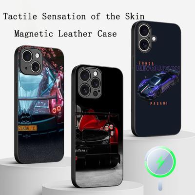 Super Cool Sports Car Poster Pattern Phone Case For iPhone 17 16 15 14 13 12 Plus Pro Max High-end Luxury Magsafe Sheepskin