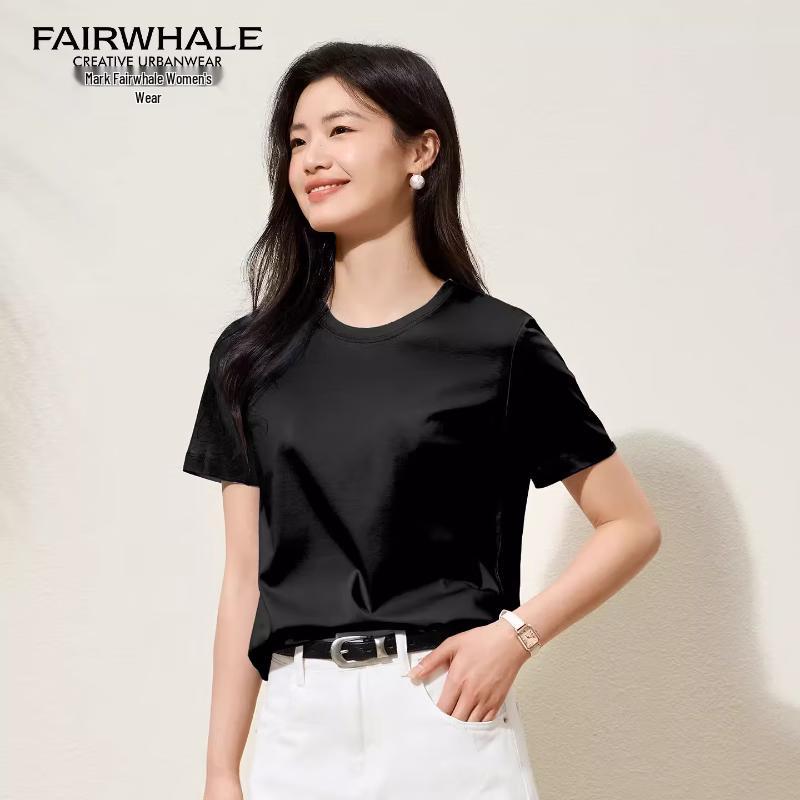 Mark Fairwhale Women's Short Sleeve Round Neck Slim Fit Solid T-Shirt