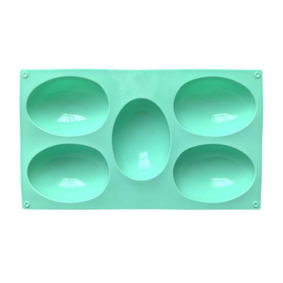 Easter Egg Silicone Mold 5 Cavity Egg Shape Easter Baking Mold Non-Stick Chocolate Mold Freezer Safe Mold for Jelly Ice Cream Candy Dessert