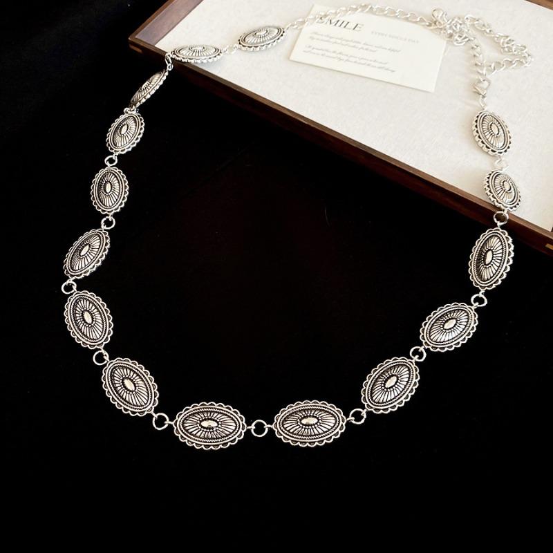 Mary European and american metal oval lace waist chain - minimalist chic, trendy, and versatile belt