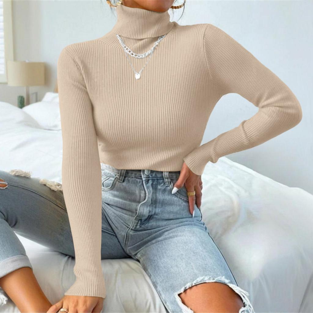 Women's Turtleneck Pullover Sweater Slim Fit Knitted Base Layer Top