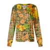 Women's Casual Long Sleeve Single Breasted Hawaiian Print Caregiver Jacket Cardigan Top Lightweight Button Up Shirt for Work