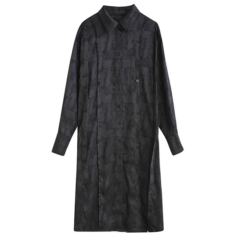 Långärmad Plus size vintage nyinkomna klänningar för kvinnor avslappnad lös vår höst Skjortklänning