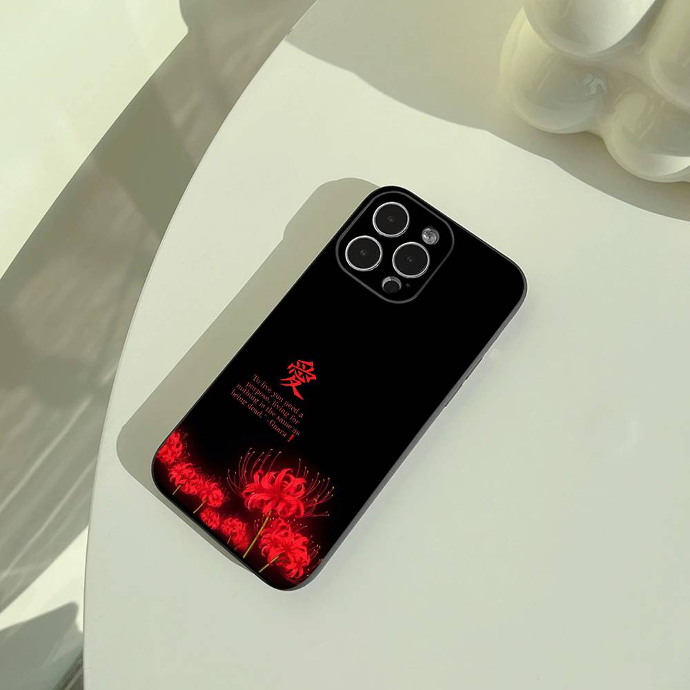 Tokyo-Red Spider Lily-Ghoul Phone Case For iPhone 17,16,15,14,13,12,11 Pro Max,16/15/14Plus,XS Soft Black Cover